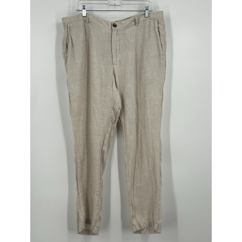 Club Room Luxury 100% Linen Men's 38x30 Flat Front Pants Beige Resort Vacation